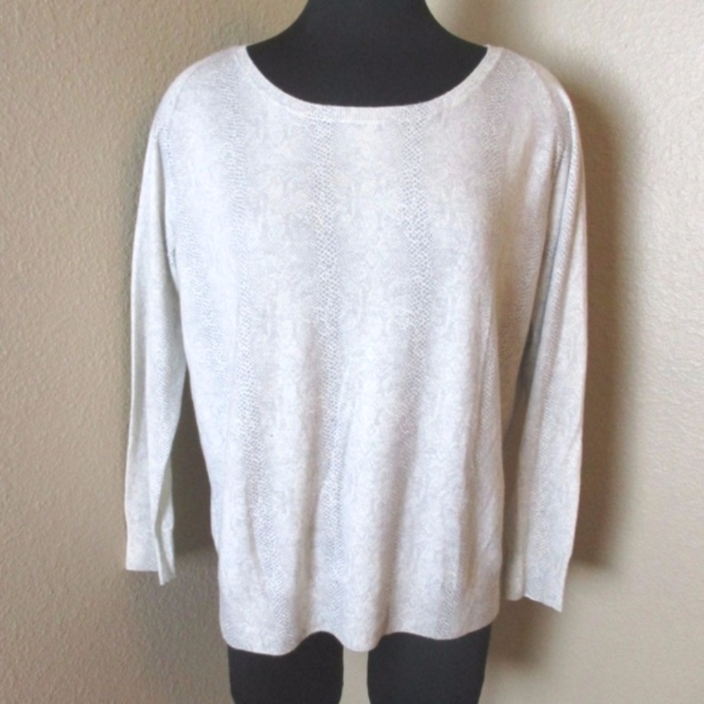 Joie Reptile Print Sweater Gray White Small